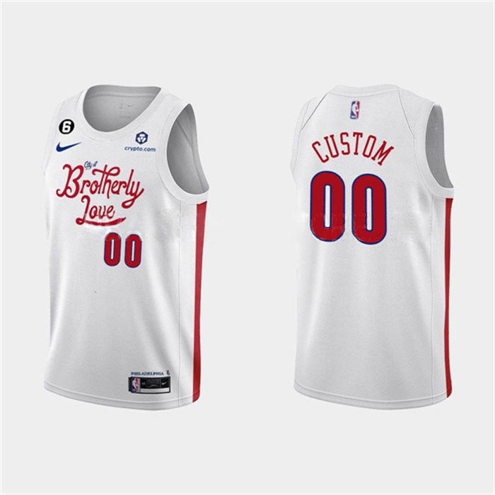 Youth Philadelphia 76ers Active Player Custom White City Edition With No.6 Patch Swingman Stitched Jersey